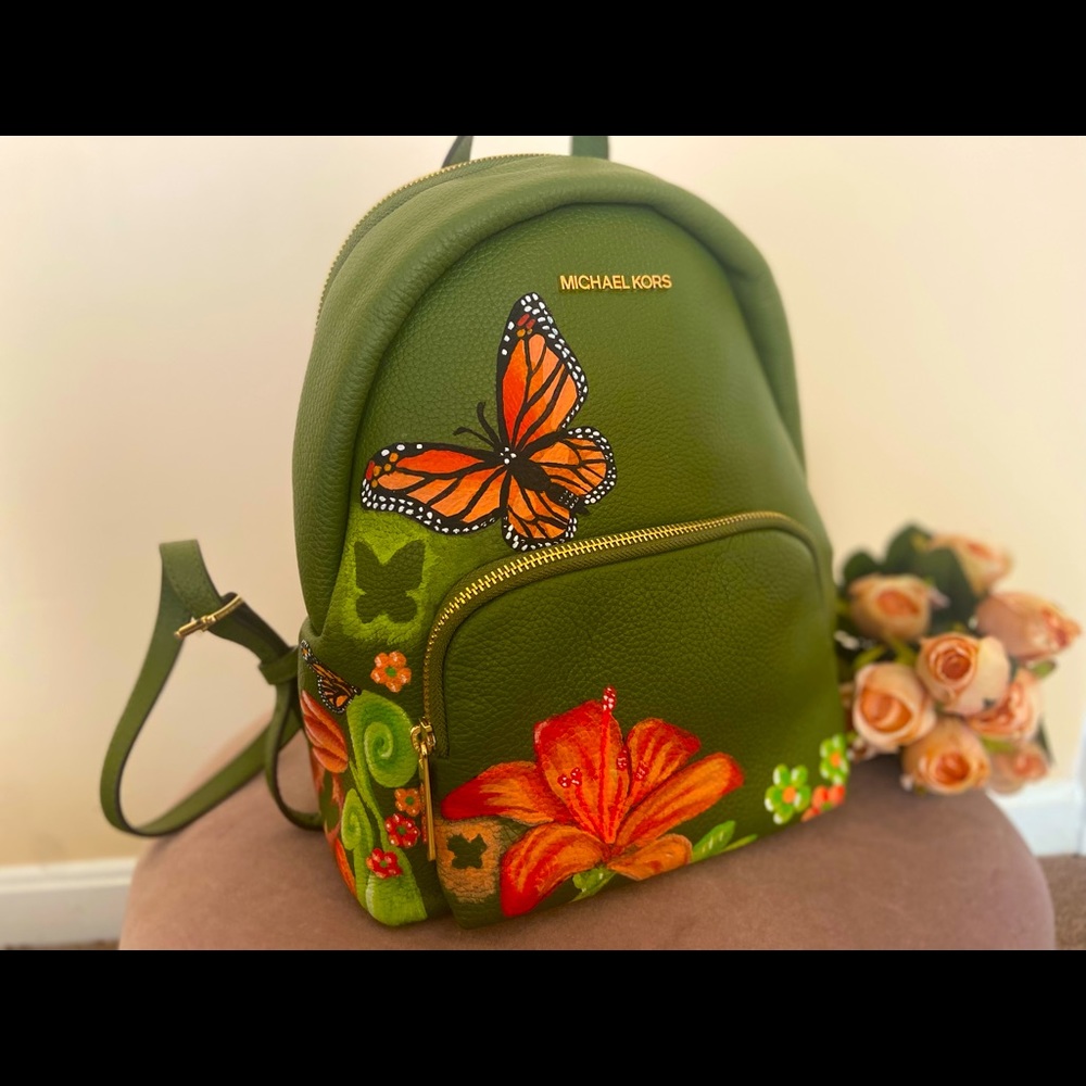 Hand painted, New, Michael Kors Backpack 1 of 1. 🌺🌼